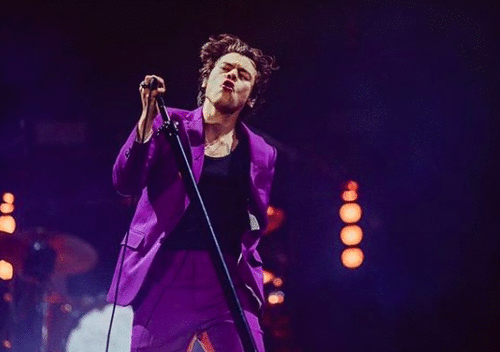 Harry Styles shows off a little, er, a LOT more than intended in skin-tight purple pants